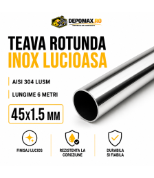 Teava rotunda inox lucios AISI 304 LUSM, 45 x 1.5 mm, 6 metri